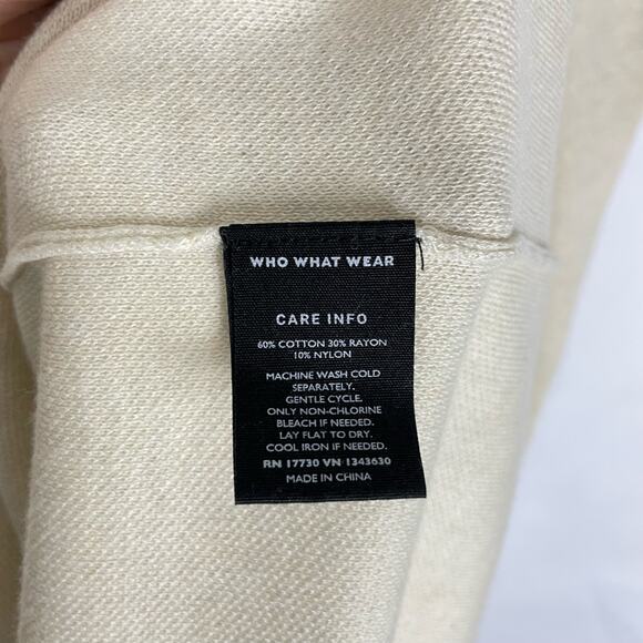 Who What Wear | NWT Birch Cream Mock Neck Puff Long Sleeve Midi Sweater Dress - Picture 9 of 9